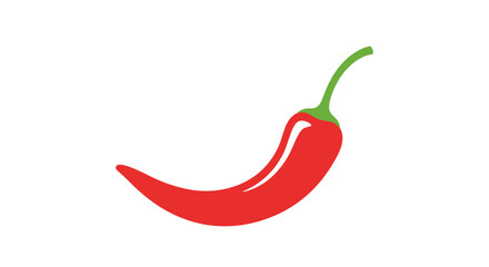 A simple vector illustration of a single red hot chili pepper with a green stem on a white background.