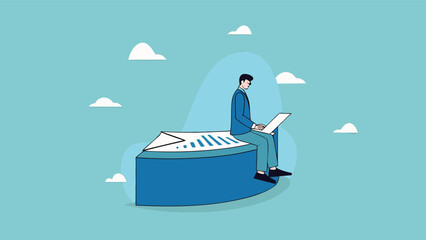 Part-time job, side job or small business, additional work outside working hours, division or tome management, work tracking system or day planning, businessman working using laptop over hours cut

