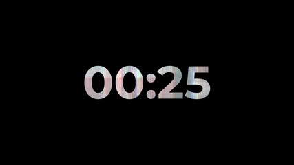 30 second countdown glitch for business presentations, financial reports, data analysis graphics, and numerical design projects. - Powered by Adobe