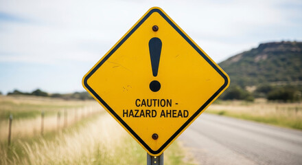 Caution Hazard Ahead Yellow Diamond Road Sign Danger Warning