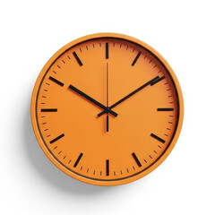 Modern Orange Wall Clock With Black Hands And Hour Markers