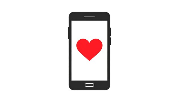 Smartphone with Heart Icon, Digital Connection, Mobile Love.