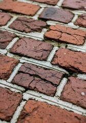 Close-up of a Red Brick Wall with White Mortar.