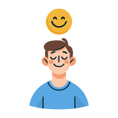 Happy Man Smiling with Smile Icon on White Background