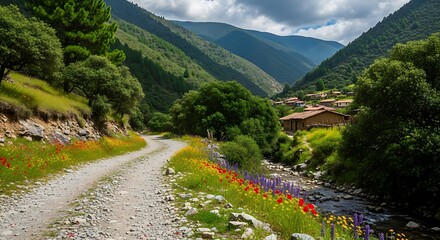 Scenic Valley Road in Bhutan - A Journey Through Natures Beauty.