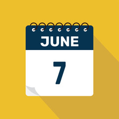 june 7 calendar icon vector illustration with design