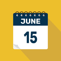 june 15 calendar icon vector illustration with design
