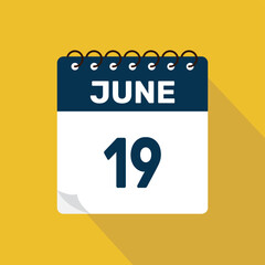 june 19 calendar icon vector illustration with design