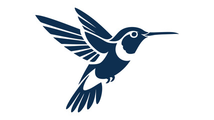 Fototapeta premium Elegant dark blue hummingbird in flight stylized graphic design