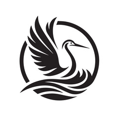 Fototapeta premium black and white stork logo vector