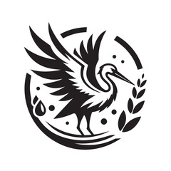 Fototapeta premium black and white stork logo vector