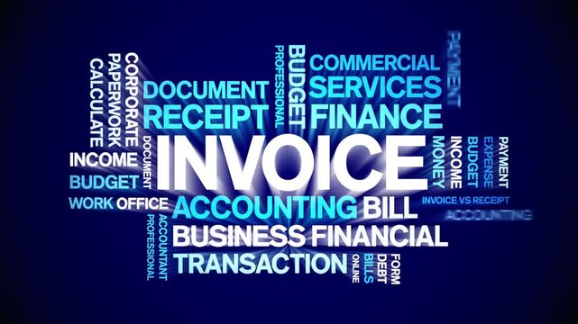 invoice animated word cloud-text design animation tag kinetic typography seamless loop.