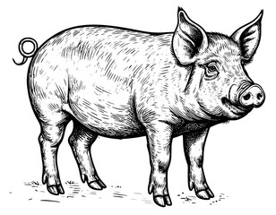 Fototapeta premium Illustration vector hand drawn pig isolated