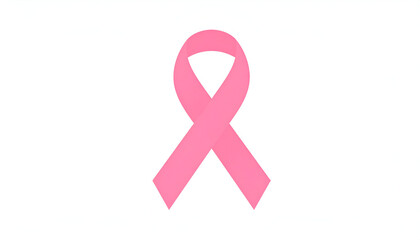 Pink ribbon symbol for breast cancer awareness month isolated on white.