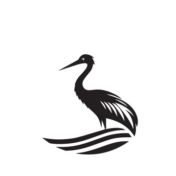 black and white stork logo vector
