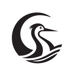 Obraz premium black and white stork logo vector