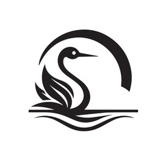 Fototapeta premium black and white stork logo vector