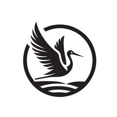 Obraz premium black and white stork logo vector
