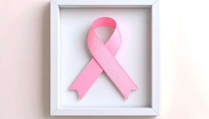 Pink Ribbon Symbol of Breast Cancer Awareness in Frame.