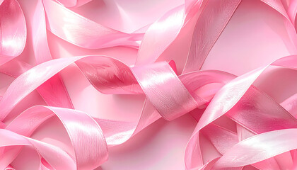 A beautiful abstract background of tangled pink satin ribbons.