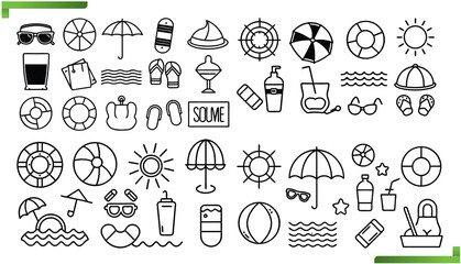 Comprehensive Illustration of Summer Beach Essentials and Accessories