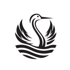 black and white stork logo vector