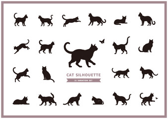 猫のシルエットセット　ロゴやデザインに使えるベクター素材
