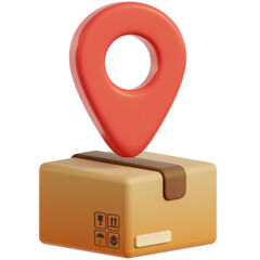 Modern 3D Style Delivery Box with Location Pin for Shipping Service