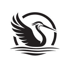 Obraz premium black and white stork logo vector