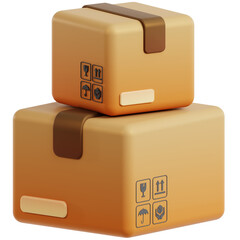 Rendered Detailed Stacked Delivery Boxes with Cautionary Symbols Illustration