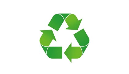 Obraz premium A vibrant green recycling symbol with smoothly flowing arrows, displayed on a plain white background, exuding a sense of environmental awareness.