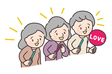 推し活を楽しむ年配の女性三人グループ