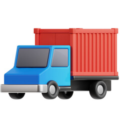 3D Rendering Colorful Truck Transportation with Container Minimalist Style Illustration