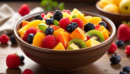 Colorful Fruit Salad in Bowl.