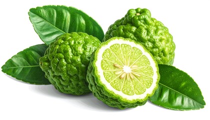 Fototapeta premium Fresh Bergamot Fruits and Leaves.