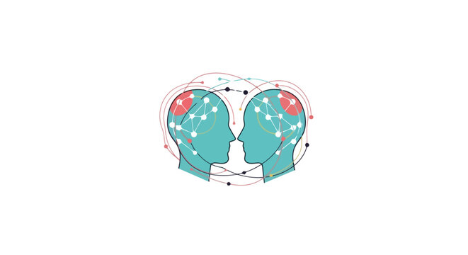 Interconnected Minds Conceptual Illustration for Communication, Collaboration, and Artificial Intelligence Projects in Business and Technology Sectors