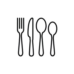 Simple line art icon of fork knife and spoons