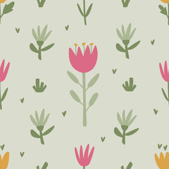 Cute Ditsy Floral Seamless Pattern. Brightly color