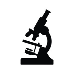 Silhouette of a scientific microscope on a white background