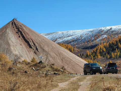 Mountain Landscape with Vehicles