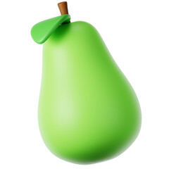 3D Rendered Realistic Green Pear Fruit Illustration on Green Background