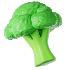 3D Rendered Green Broccoli on Olive Background Food Illustration