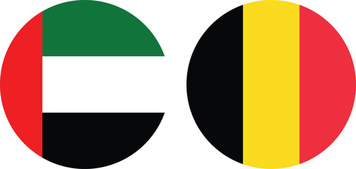 Dubai and Belgium Circular Flags — Symbol of Global Friendship and Diplomatic Unity
