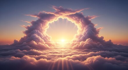 Celestial Gateway - A Portal of Light Through the Clouds.
