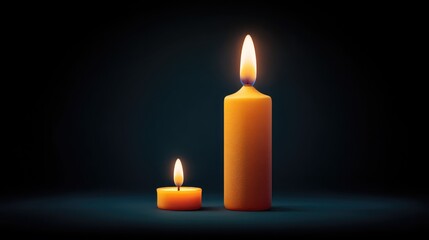 Elegant Yellow Candles in Soft Glow Against Dark Background Creating a Serene Atmosphere of Tranquility and Warmth for Relaxation and Meditative Settings