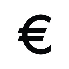 Bold black euro symbol on white background simple graphic