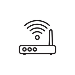 Minimalist Outline Wireless Router with Antenna Technology Internet Icon
