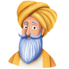 a wise man with a beard and turban