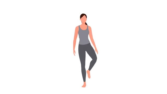 Dynamic Woman Performing Energetic Fitness Exercise with Raised Arms on Clean White Background