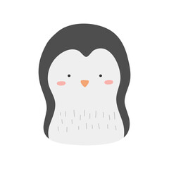 Cute Cartoon Penguin With Black and White Feathers and Pink Cheeks on Transparent Background Digital Art Illustration